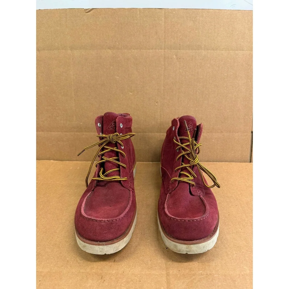 Nike ACG Kingman Suede Leather Boots Dark Team Red Darkold Leaf Size 11 US